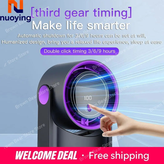 100 Level Bladeless Fan Portable Small Usb Charge Silent Desktop Digital Display High-speed Circulating Cooling Fan